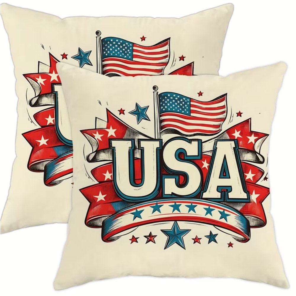 🇺🇸 USA Patriotic Throw Pillow Cover | American Flag Decor | 18” x 18” Americana
